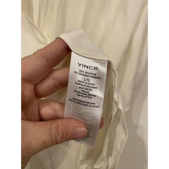 Vince Blouse Womens Large Silk Blend Short Sleeve Draped Relaxed Top VS91712175 - Picture 4 of 6